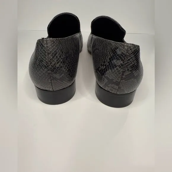 Vince Lena Snakeskin-Embossed Leather Loafers Size 8.5