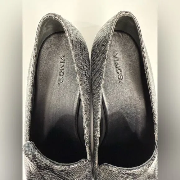Vince Lena Snakeskin-Embossed Leather Loafers Size 8.5
