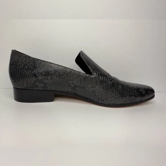 Vince Lena Snakeskin-Embossed Leather Loafers Size 8.5