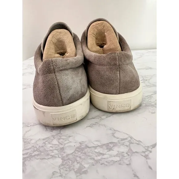 Vince. Shoes Canyon Womens US 8.5 EU 39.5 Steel Bone Suede Slip On Sneakers Gray