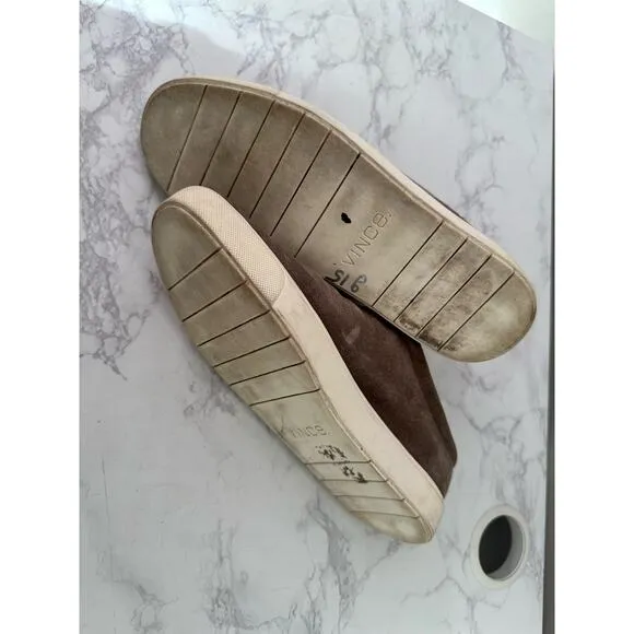 Vince. Shoes Canyon Womens US 8.5 EU 39.5 Steel Bone Suede Slip On Sneakers Gray