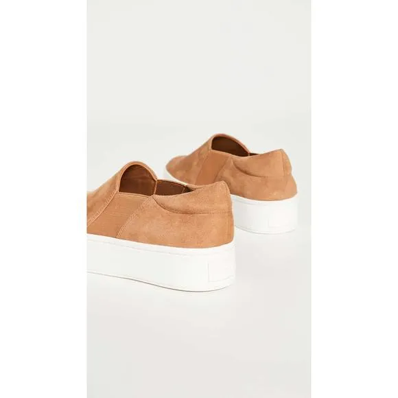 VINCE WOMENS WARREN PLATFORM SLIP ON FASHION SNEAKERS TAN SUEDE 8 M