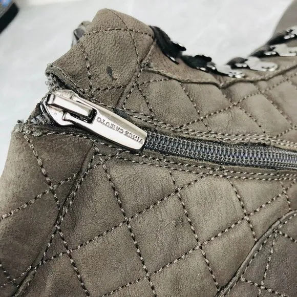 Vince Camuto Maissa Womens Size 8.5 Boots Grey Quilted Chunky‎ Biker Ankle Boots