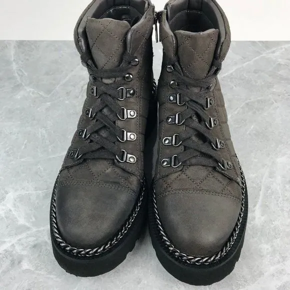 Vince Camuto Maissa Womens Size 8.5 Boots Grey Quilted Chunky‎ Biker Ankle Boots