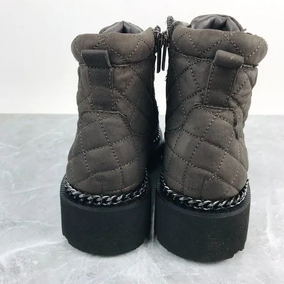 Vince Camuto Maissa Womens Size 8.5 Boots Grey Quilted Chunky‎ Biker Ankle Boots