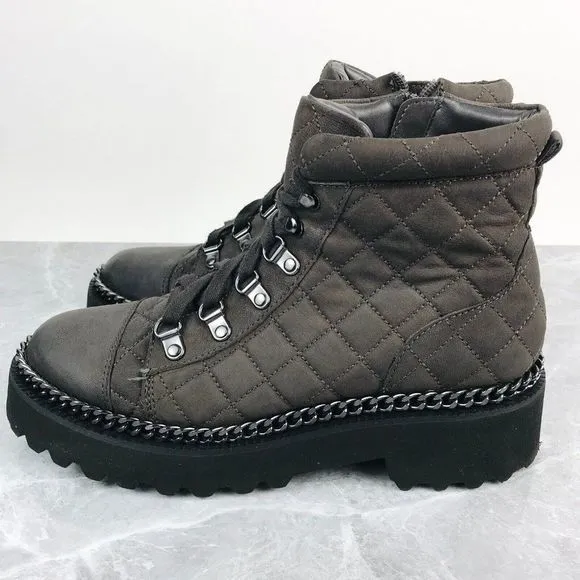 Vince Camuto Maissa Womens Size 8.5 Boots Grey Quilted Chunky‎ Biker Ankle Boots