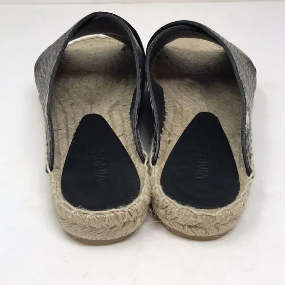 VINCE Castel Snakeskin Espadrille Slide Sandals Cross Strap Flats Women Size 7