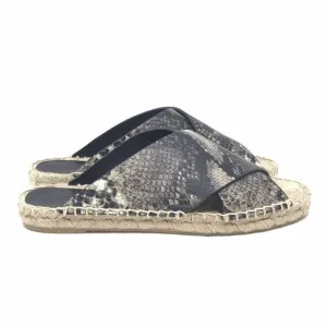 VINCE Castel Snakeskin Espadrille Slide Sandals Cross Strap Flats Women Size 7
