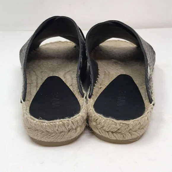 VINCE Castel Snakeskin Espadrille Slide Sandals Cross Strap Flats Women Size 7