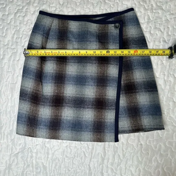 Vintage 90s Y2K Plaid Wrap Mini Skirt New Frontier Wool Blend Clueless Inspired