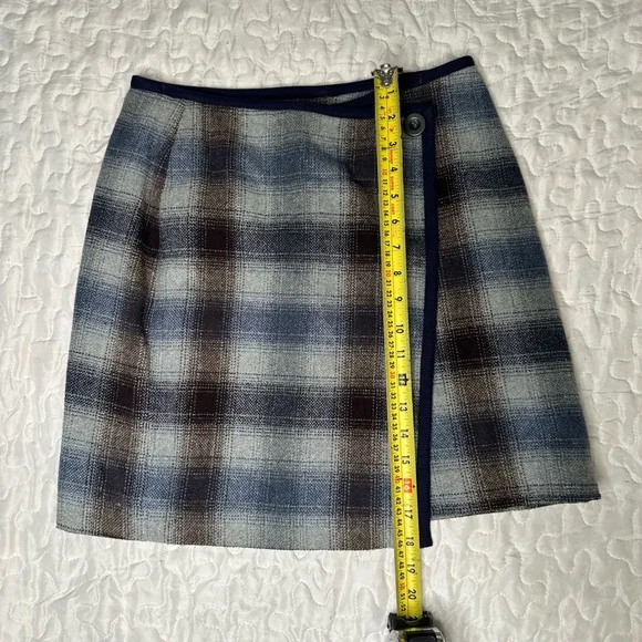 Vintage 90s Y2K Plaid Wrap Mini Skirt New Frontier Wool Blend Clueless Inspired