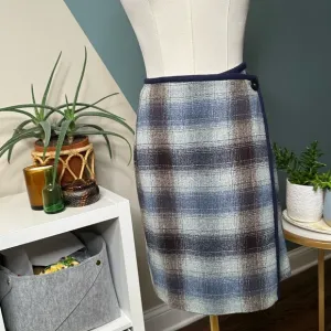 Vintage 90s Y2K Plaid Wrap Mini Skirt New Frontier Wool Blend Clueless Inspired