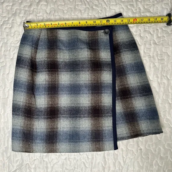 Vintage 90s Y2K Plaid Wrap Mini Skirt New Frontier Wool Blend Clueless Inspired