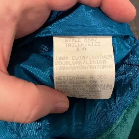Vintage Bagatelle 100% Leather Skirt - Size 14 - Green - Style 2807