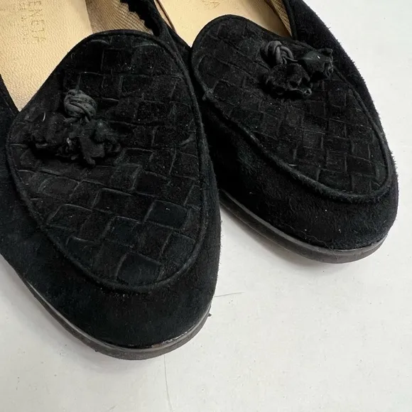 Vintage Bottega Veneta Black Suede Tassel Loafers