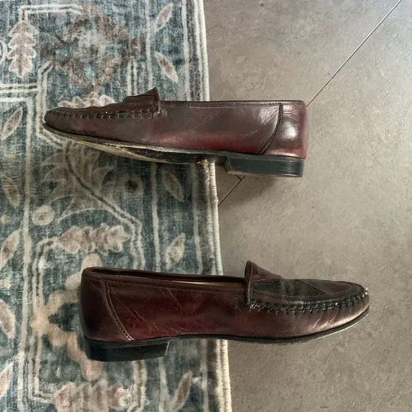 Vintage Burgundy Lizard and Ostrich Leather Loafers