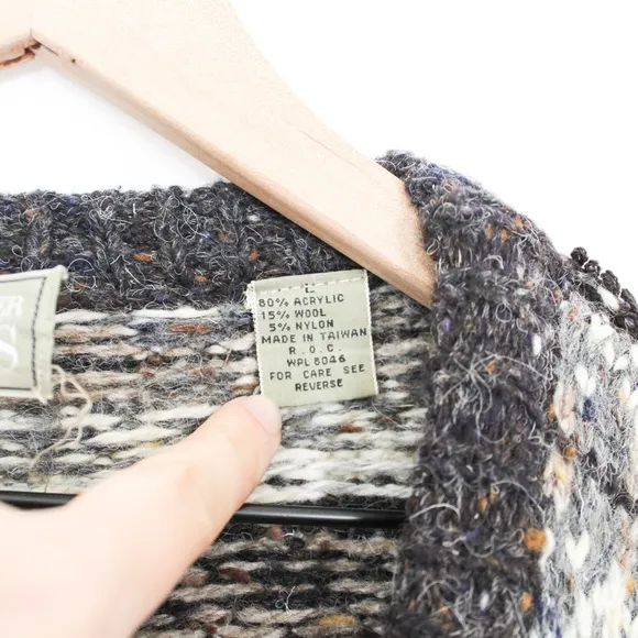 Vintage Christopher Hayes Oversized Button Front Fair Isle Cardigan Large