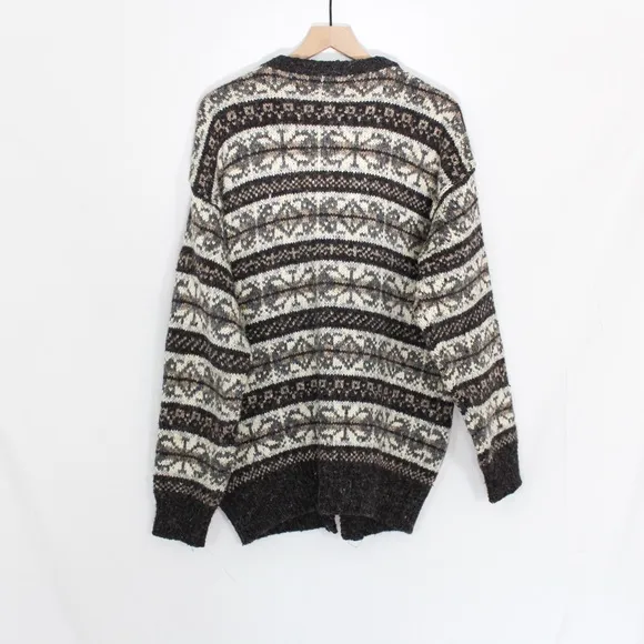 Vintage Christopher Hayes Oversized Button Front Fair Isle Cardigan Large