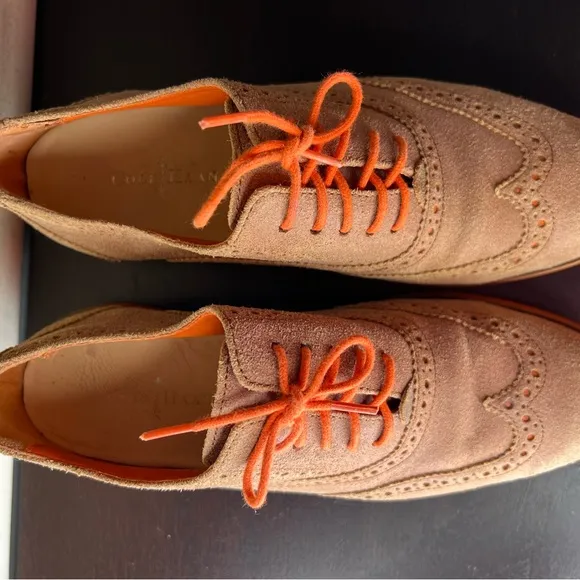 Vintage Fashion 7.5B Cole Haan Alisa Oxford Loafers, Maple-Brown / Orange Suede