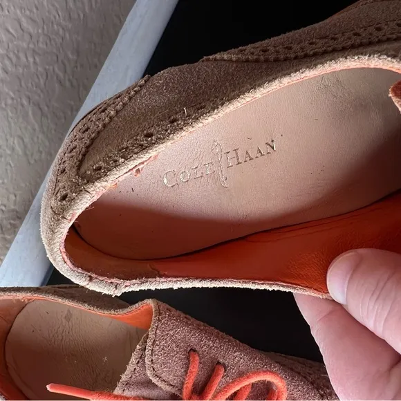 Vintage Fashion 7.5B Cole Haan Alisa Oxford Loafers, Maple-Brown / Orange Suede