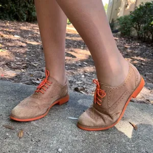 Vintage Fashion 7.5B Cole Haan Alisa Oxford Loafers, Maple-Brown / Orange Suede