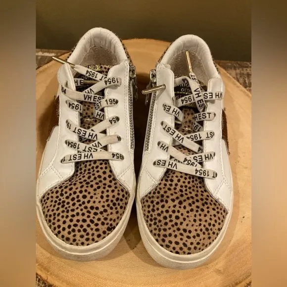 Vintage Havana Childrens Girls Nina Multi Leopard Sneakers White Size 2.5 Zipper