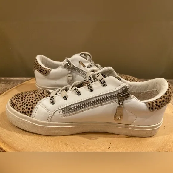 Vintage Havana Childrens Girls Nina Multi Leopard Sneakers White Size 2.5 Zipper