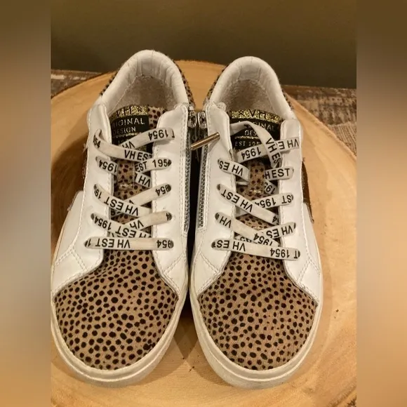 Vintage Havana Childrens Girls Nina Multi Leopard Sneakers White Size 2.5 Zipper