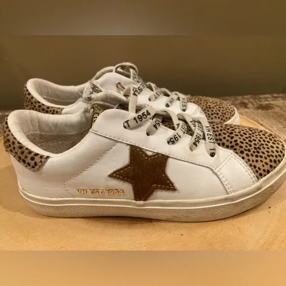 Vintage Havana Childrens Girls Nina Multi Leopard Sneakers White Size 2.5 Zipper