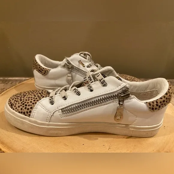 Vintage Havana Childrens Girls Nina Multi Leopard Sneakers White Size 2.5 Zipper