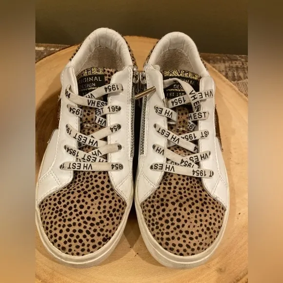 Vintage Havana Childrens Girls Nina Multi Leopard Sneakers White Size 2.5 Zipper