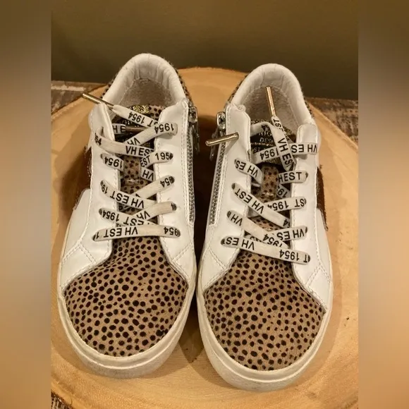 Vintage Havana Childrens Girls Nina Multi Leopard Sneakers White Size 2.5 Zipper
