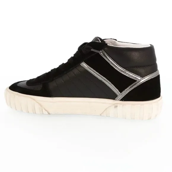 Vintage Havana Shuffle Mid Top Sneaker Shoes Black with Metallic Silver