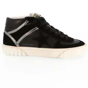 Vintage Havana Shuffle Mid Top Sneaker Shoes Black with Metallic Silver