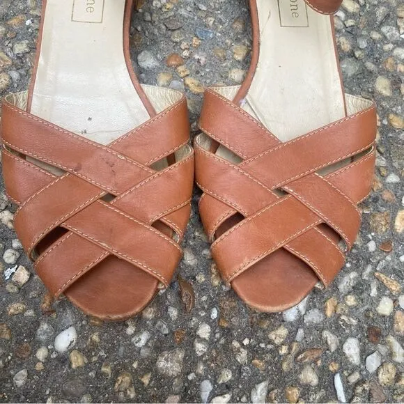 Vintage huarache style ankle strap flats made in Italy 8 N