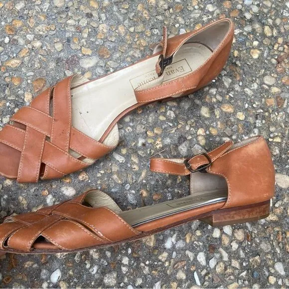 Vintage huarache style ankle strap flats made in Italy 8 N