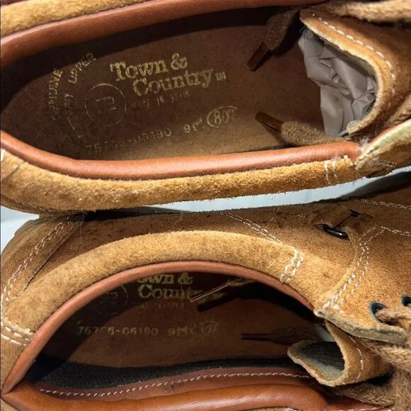 Vintage Town &amp;Country Brown Leather Tie up Loafers size 10