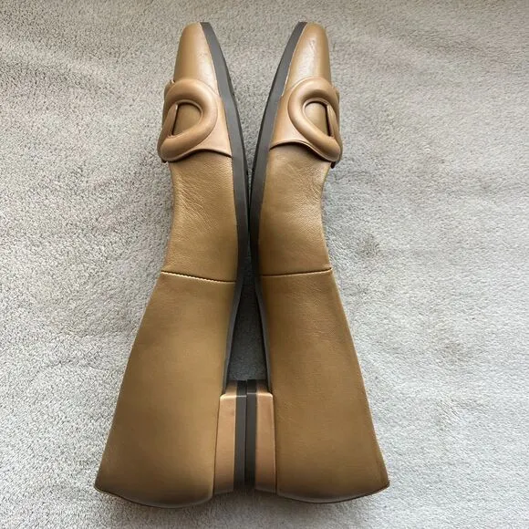 Vionic Arielle Caramel Tan Leather Flats Women’s 6 Pointed Toe Comfort Slip Ons