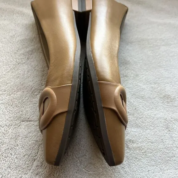 Vionic Arielle Caramel Tan Leather Flats Women’s 6 Pointed Toe Comfort Slip Ons