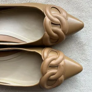 Vionic Arielle Caramel Tan Leather Flats Women’s 6 Pointed Toe Comfort Slip Ons
