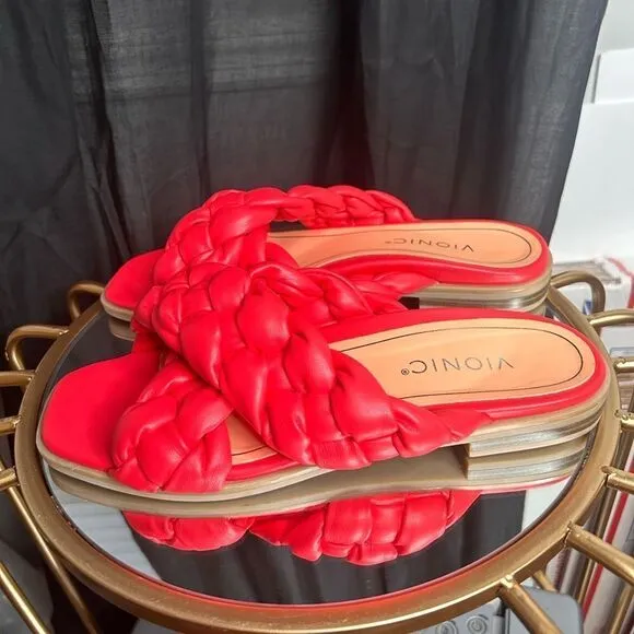 Vionic Braided Cross Strap Slides Kalina NEW
