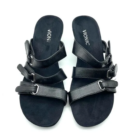Vionic Dwyn Strappy Wedge Sandal Black 7