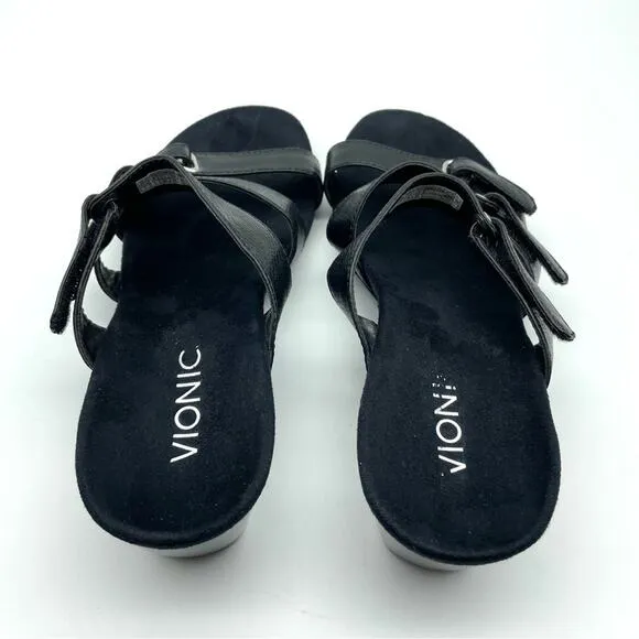 Vionic Dwyn Strappy Wedge Sandal Black 7