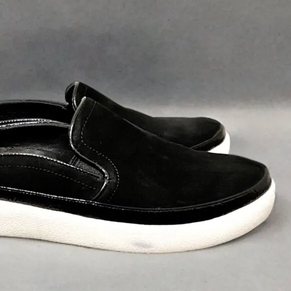 Vionic Effortless Nubuck Patent Trim Mules Slip On Slides Sneakers Black