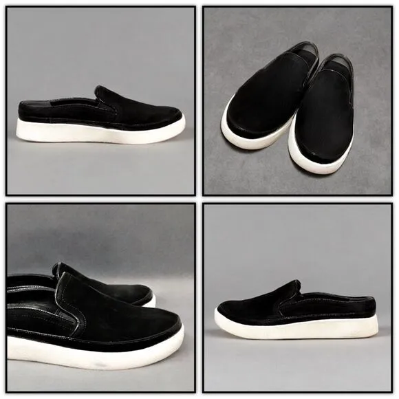 Vionic Effortless Nubuck Patent Trim Mules Slip On Slides Sneakers Black