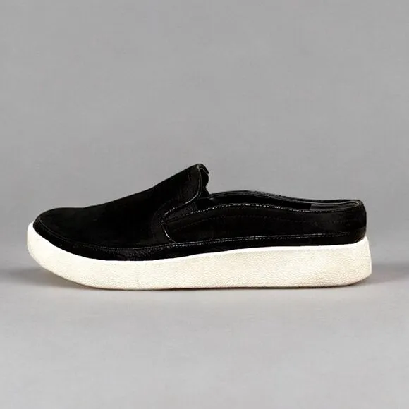 Vionic Effortless Nubuck Patent Trim Mules Slip On Slides Sneakers Black