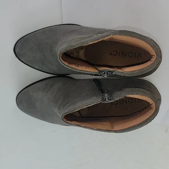 Vionic Jessie Gray Suede Leather Women's Ankle Boots