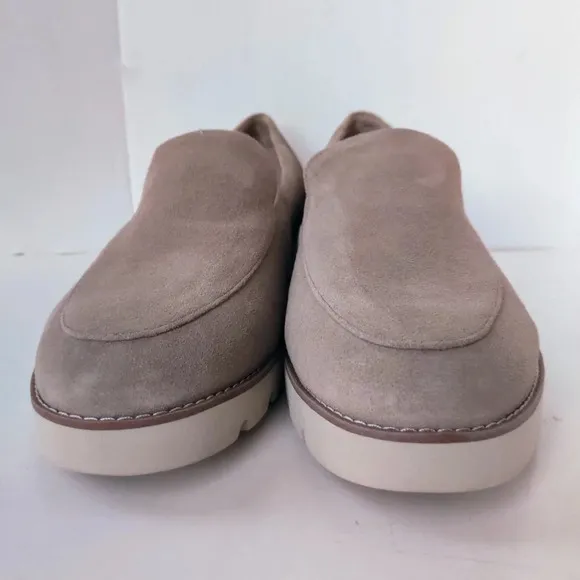 VIONIC Kensley Suede Leather Loafers 12-Wide Taupe Lug Sole Shoes NWOB