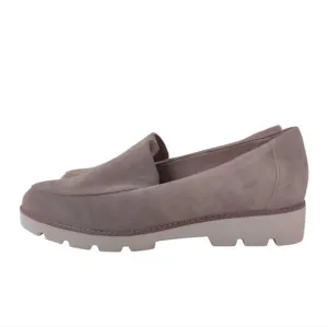 VIONIC Kensley Suede Leather Loafers 12-Wide Taupe Lug Sole Shoes NWOB