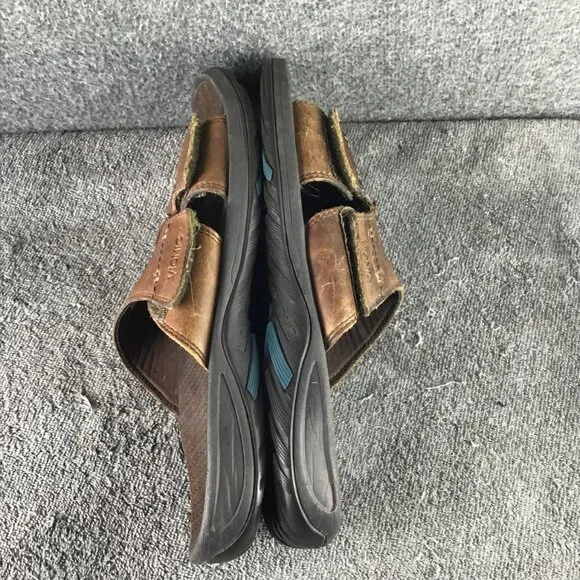 Vionic Men's Orthaheel Double Strap Leather Slides Sandals Brown Size 12
